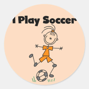 サッカー遊Tシャツとギフトの少女I ラウンドシール