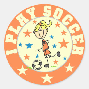 サッカー遊Tシャツとギフトの少女I ラウンドシール