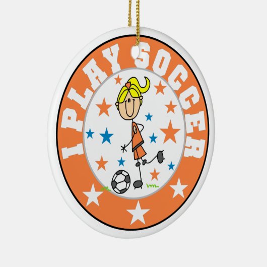 サッカー遊Tシャツとギフト セラミックオーナメント (右)
