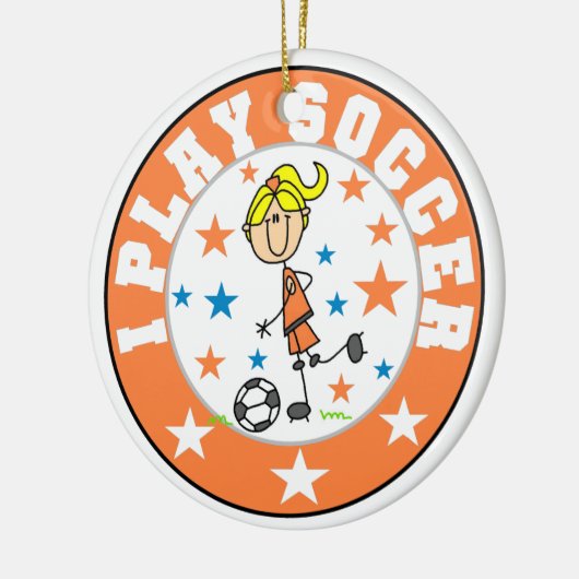 サッカー遊Tシャツとギフト セラミックオーナメント (左)