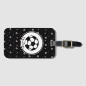 サッカー選手かわいいスター柄の女パーソナライズされたの子 ラゲッジタグ (正面横)