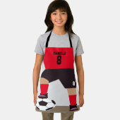 サッカー選手かわいい赤名前をカスタムするナンバーカラー エプロン (インサイチュ)