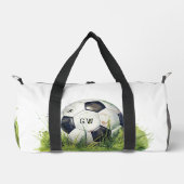 サッカー選手がボールをリアルにコーチするイニシャル ダッフルバッグ (正面)