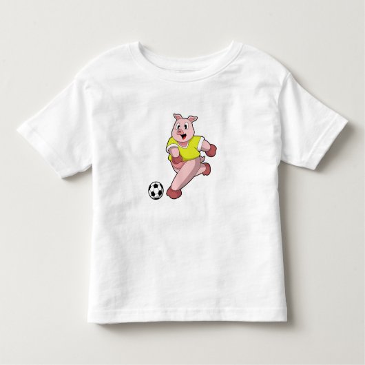 サッカー選手としての豚 トドラーTシャツ (正面)