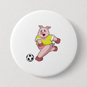 サッカー選手としての豚 缶バッジ