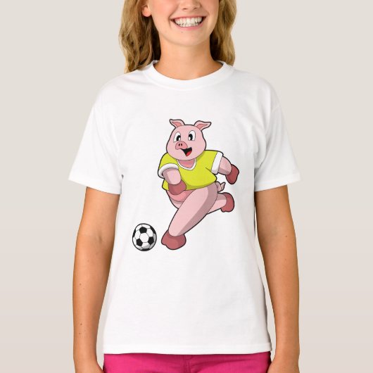 サッカー選手としての豚 Tシャツ (正面)