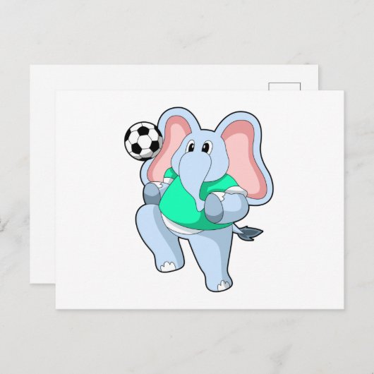 サッカー選手としての象のイラスト.PNG ポストカード (正面/裏面)