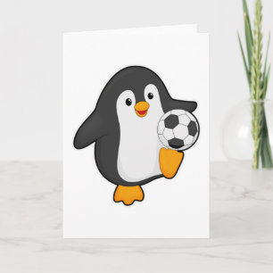 サッカー選手としてサッカーボールを持つペンギン カード