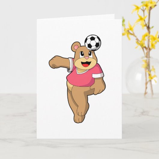 サッカー選手としてプレーするクマとサッカー.PNG カード (黄色い花)
