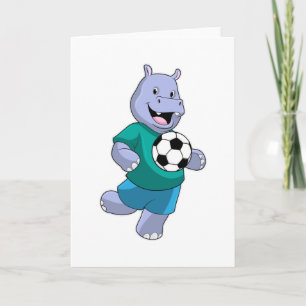 サッカー選手として登場するカバとサッカーボール カード