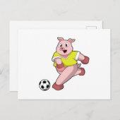 サッカー選手として豚 サッカーあり ポストカード (正面/裏面)