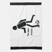 サッカー選手とボールカスタムギフト キッチンタオル (縦)