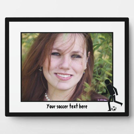 サッカー選手とボールカスタムギフト フォトプラーク (正面)