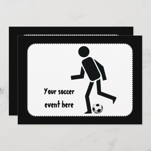 サッカー選手とボールカスタムギフト 招待状 (正面/裏面)