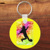 サッカー選手と蛍光モザイク キーホルダー (正面)