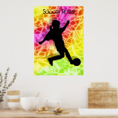 サッカー選手と蛍光モザイク ポスター (キッチン)