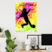 サッカー選手と蛍光モザイク ポスター (ホームオフィス)