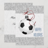 サッカー選手のためのクリスマスカード シーズンカード (正面/裏面)