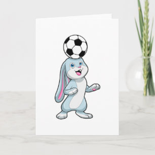 サッカー選手のウサギとサッカーボール カード