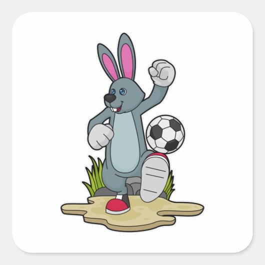 サッカー選手のウサギ スクエアシール (正面)
