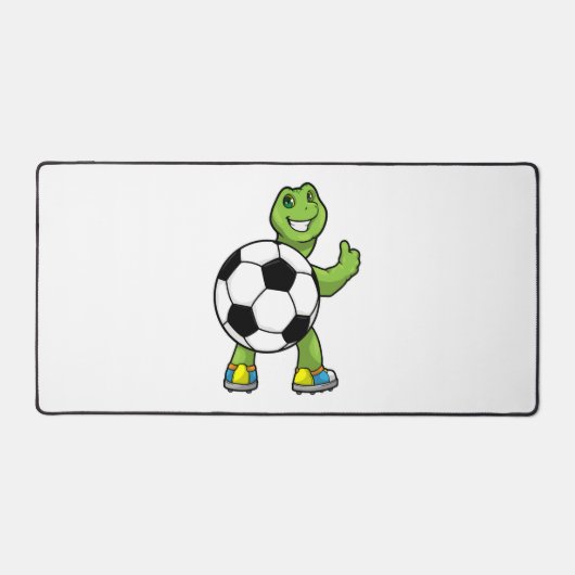 サッカー選手のカメとサッカーボール デスクマット (正面)