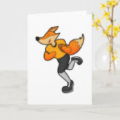サッカー選手のキツネとサッカーボール カード (黄色い花)