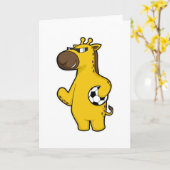 サッカー選手のキリンとサッカーボール カード (黄色い花)