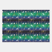 サッカー選手のクリスマススノーフレーク・パターン ラッピングペーパーシート (正面3)