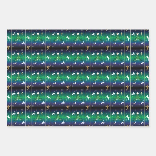 サッカー選手のクリスマススノーフレーク・パターン ラッピングペーパーシート (正面2)