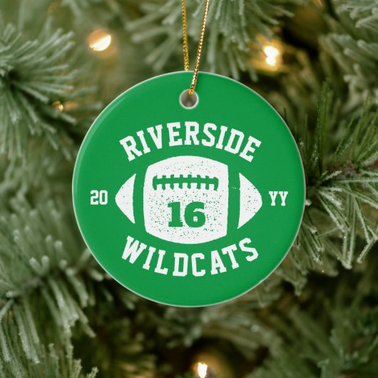 サッカー選手のグリーンチームの写真の祝日 セラミックオーナメント (ツリー)