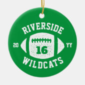 サッカー選手のグリーンチームの写真の祝日 セラミックオーナメント (正面)