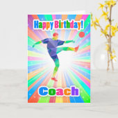 サッカー選手のコーチ誕生日カラフル抽象芸術 カード (黄色い花)
