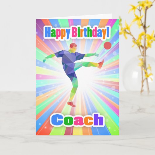 サッカー選手のコーチ誕生日カラフル抽象芸術 カード (黄色い花)
