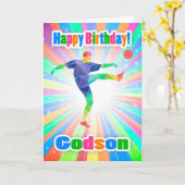 サッカー選手のゴッドソン誕生日カラフル要旨 カード (黄色い花)