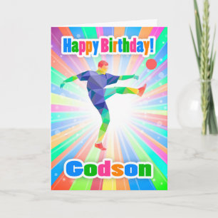 サッカー選手のゴッドソン誕生日カラフル要旨 カード