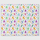 サッカー選手のシルエットの白のパターン ラッピングペーパー (フラット)