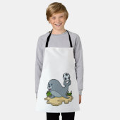 サッカー選手のシール エプロン (着用した状態)