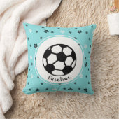 サッカー選手のスポーツをテーマにした男のパーソナライズされた子のプレゼント クッション (ブランケット)