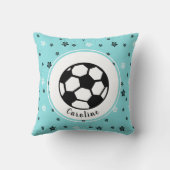 サッカー選手のスポーツをテーマにした男のパーソナライズされた子のプレゼント クッション (裏面)