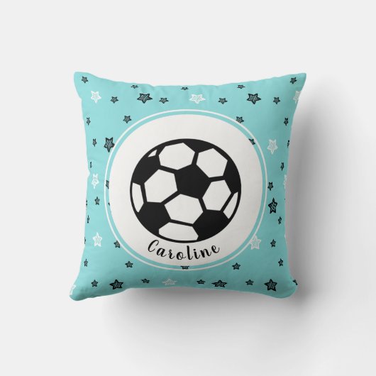 サッカー選手のスポーツをテーマにした男のパーソナライズされた子のプレゼント クッション (裏面)