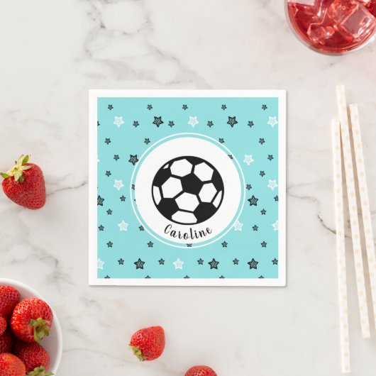 サッカー選手のスポーツをテーマにした男のパーソナライズされた子のプレゼント スタンダードカクテルナプキン (インサイチュ)