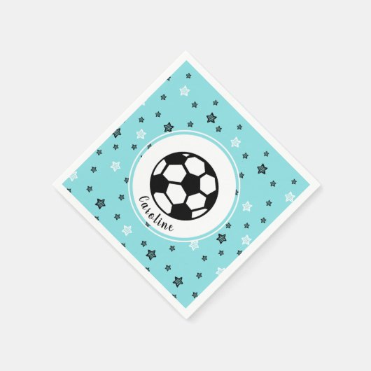 サッカー選手のスポーツをテーマにした男のパーソナライズされた子のプレゼント スタンダードカクテルナプキン (角)