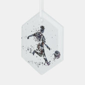 サッカー選手のスポーツゲーム ガラスオーナメント (正面左)