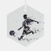 サッカー選手のスポーツゲーム ガラスオーナメント (裏面)