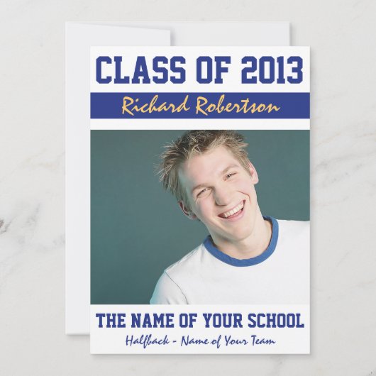 サッカー選手のスポーツ卒業式統一番号 招待状 (裏面)