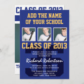 サッカー選手のスポーツ卒業式統一番号 招待状 (正面/裏面)