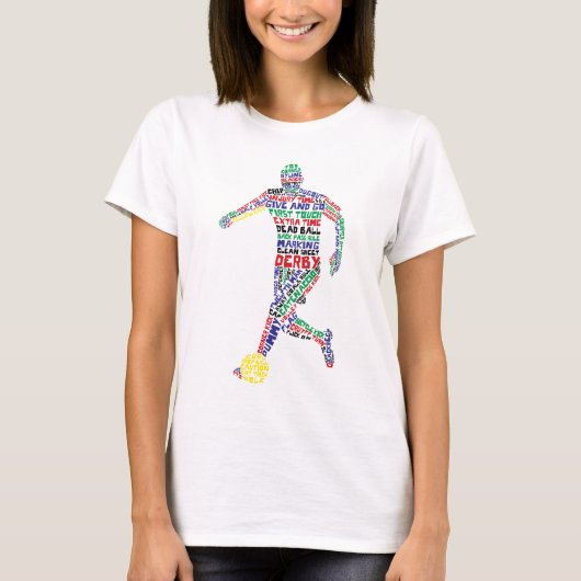 サッカー選手のタイポグラフィTシャツ Tシャツ (正面)