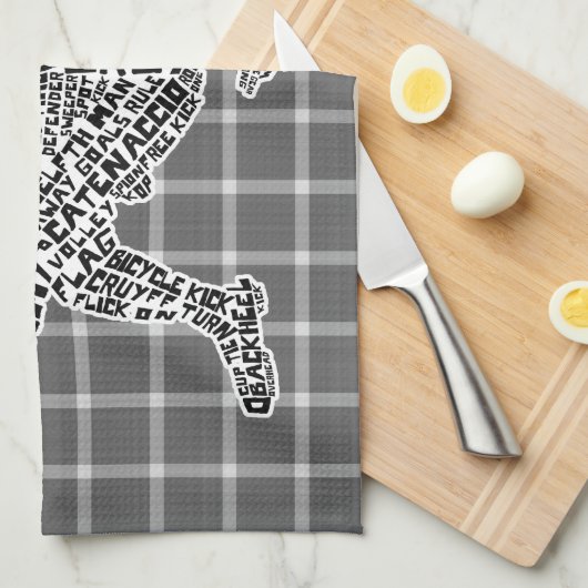 サッカー選手のティータオルのタイポグラフィ キッチンタオル (四つ折り)