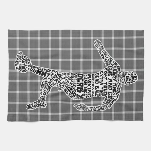 サッカー選手のティータオルのタイポグラフィ キッチンタオル (横)