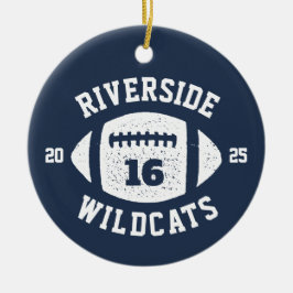 サッカー選手のネービーブルーチームの写真の祝日 セラミックオーナメント